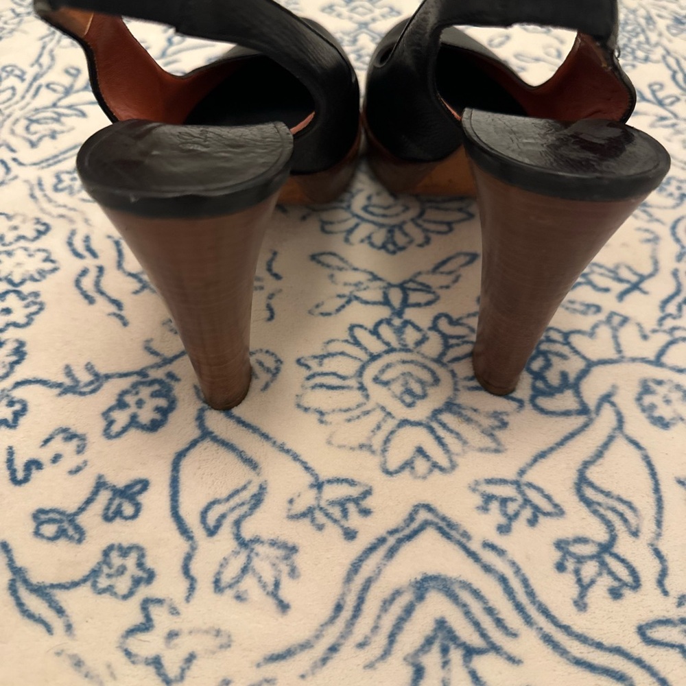 Loro Piana black embossed leather platform slingbacks size 40 - Picture 4 of 5
